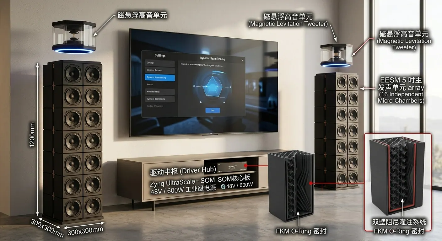 EESM 换能器与整机及被动式散热设计：主动磁悬浮换能器模块