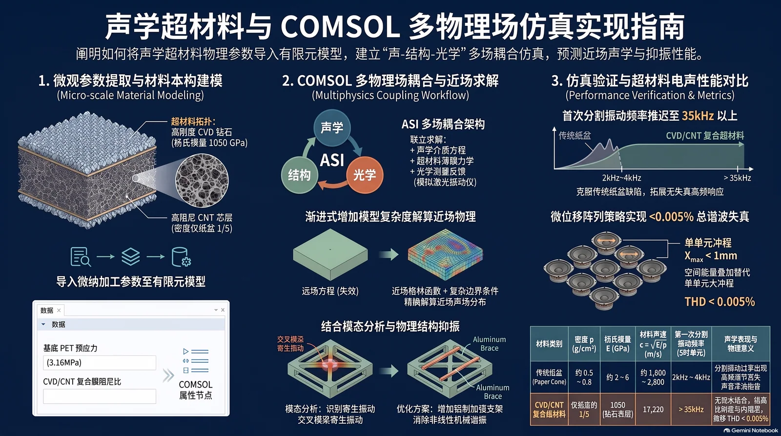 声学超材料与 COMSOL 多物理场仿真实现指南：声学、结构、光学三场耦合