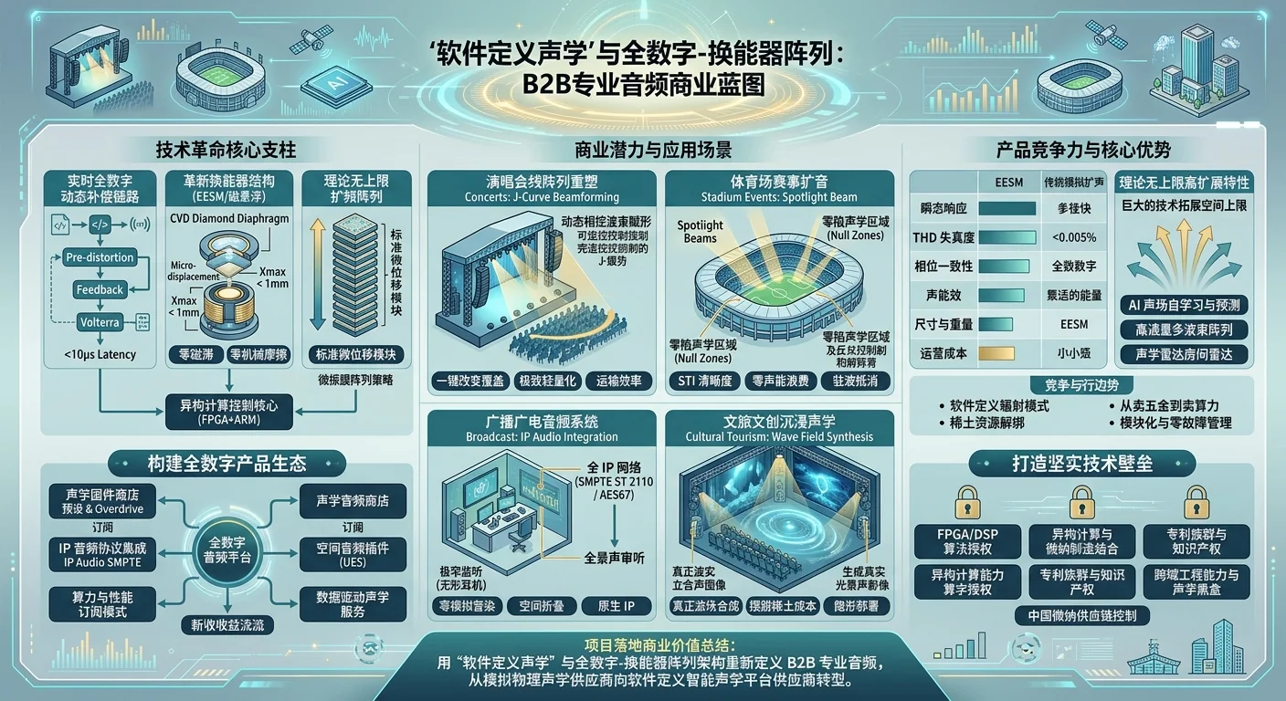 软件定义声学与全数字换能阵列：B2B 专业音响交互蓝图